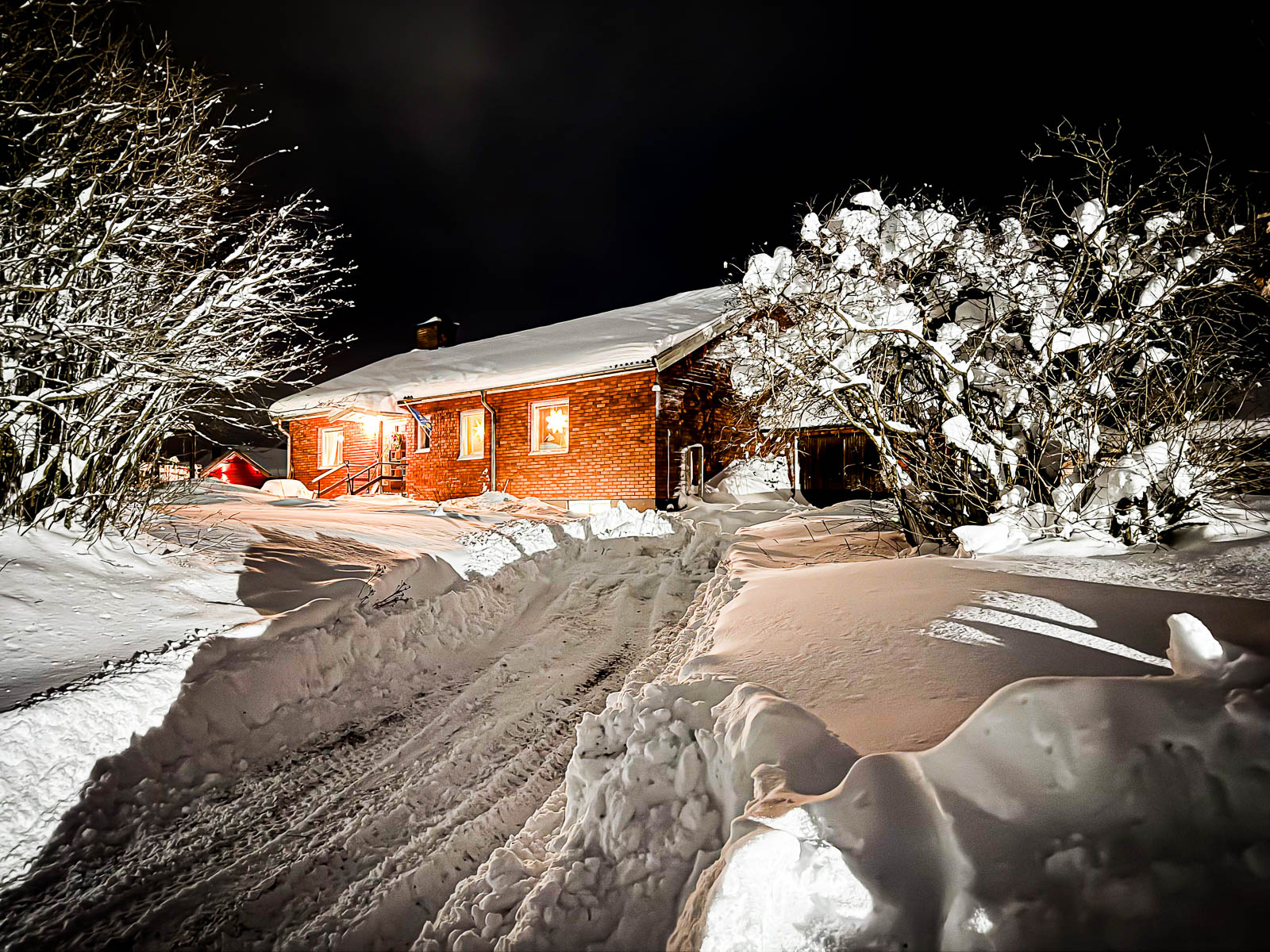 Snow-covered grounds
